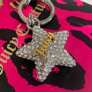 Juicy Couture  Pave Star ⭐️ with Juicy Logo Silver Tone  Keychain  Key Fob NWT